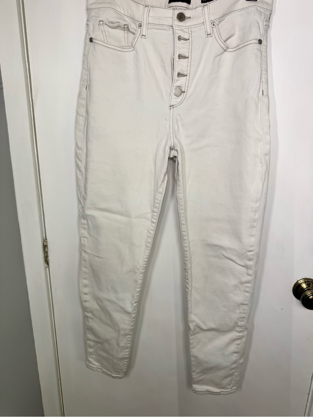 Banana Republic White High-Rise Skinny Jeans with Button-Fly